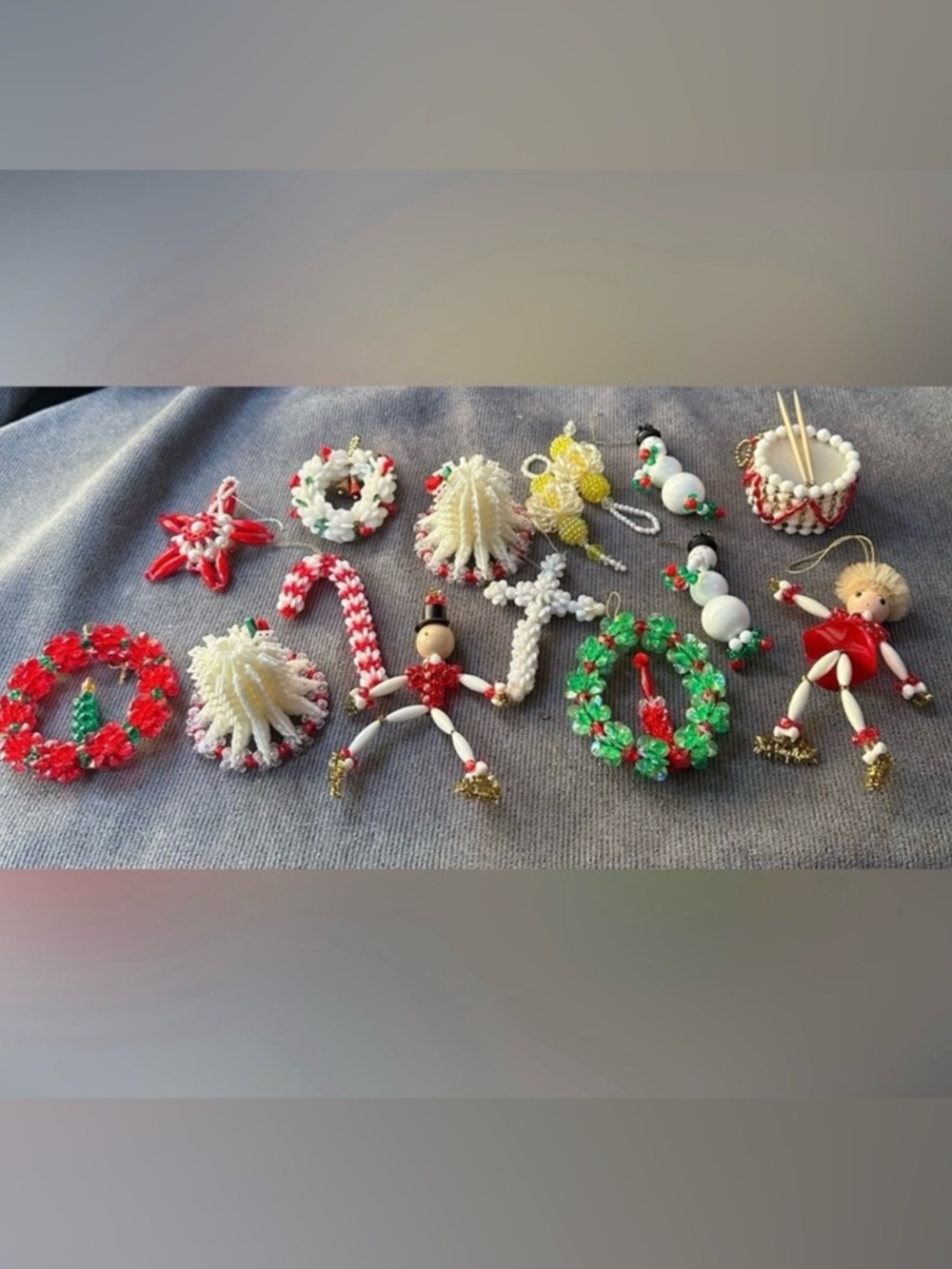 Vintage beaded Christmas ornaments lot 14